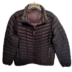 Lands' End Packable Down Jacket Womens Large Black Quilted Ski Winter Coat